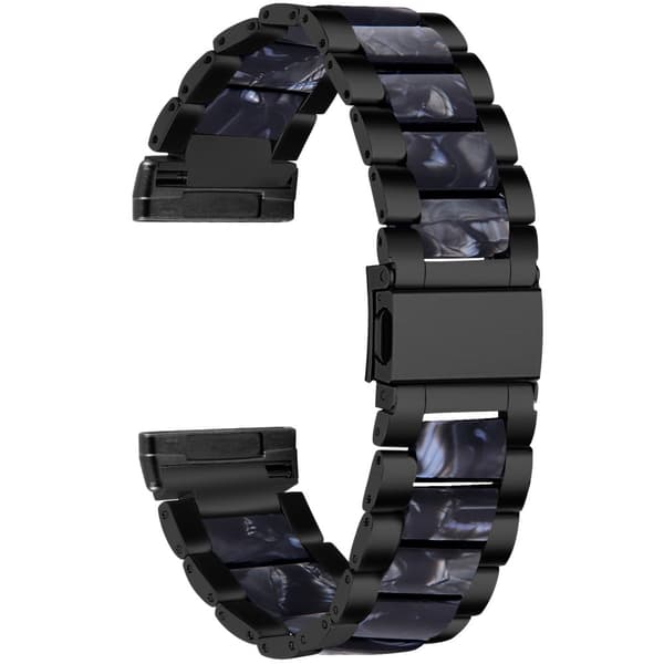 Fitbit Sense / Versa 3 harpiks i urrem af rustfrit stål - Sort / Sort