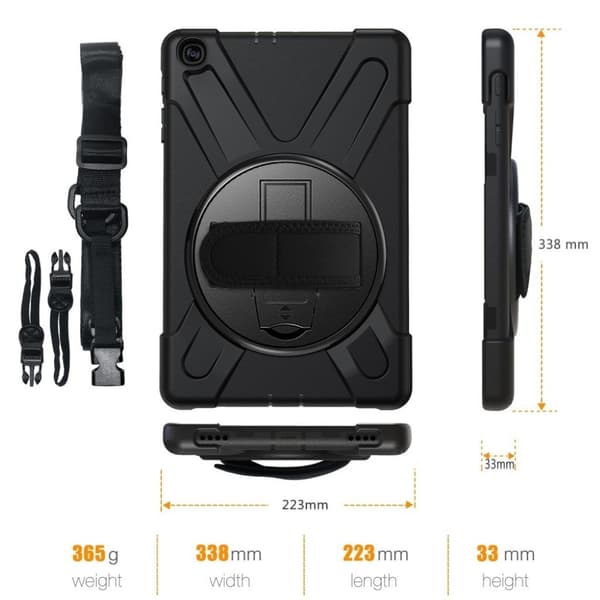 Samsung Galaxy Tab A 10.1 (2019) 360 graders silikon combo deksel  - Sort