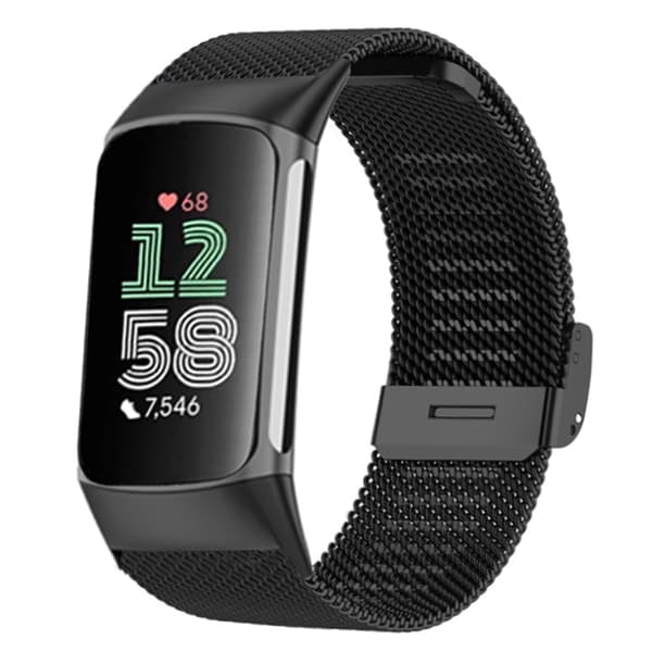 Fitbit Charge 6 / 5 Milanese Mesh urrem Erstatningsurrem - Sort
