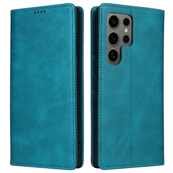 Samsung Galaxy S24 Ultra Case RFID Blocking Plånbok Läder Telefonskal - Påfågelblå
