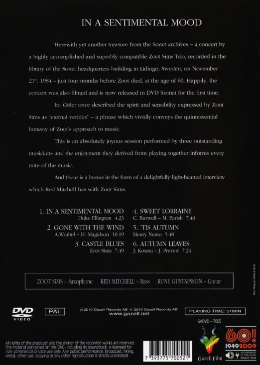 Zoot Sims - In A Sentimental Mood (DVD) (MusicDVD)
