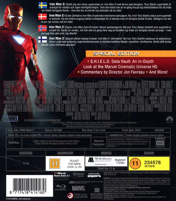 Elokuva - Iron Man 2 Bd/Scandi