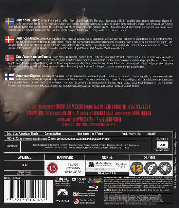 Elokuva - American Gigolo Bd