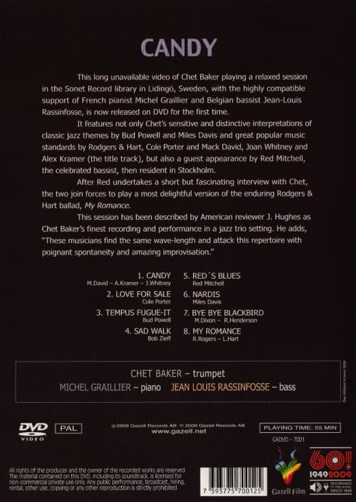 Chet Baker - Candy (DVD) (Musikk-DVD)