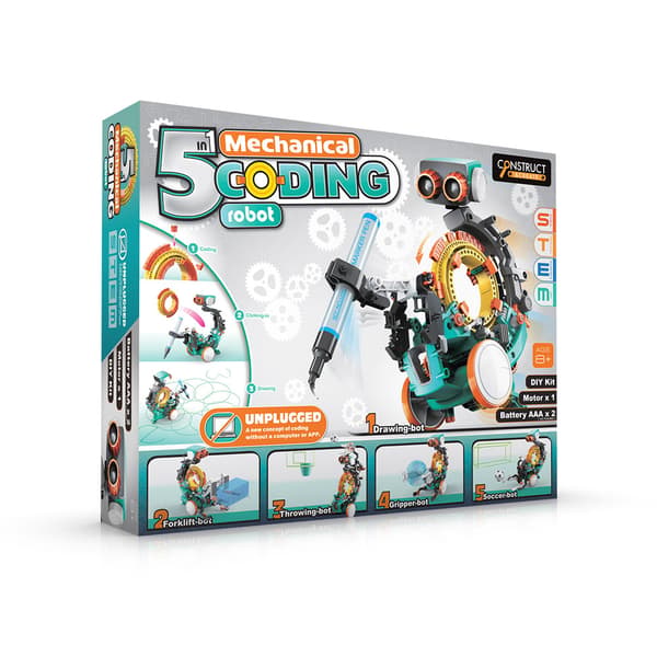 Construct &amp; Create 5-i-1 mekanisk programmeringsrobot / mekanisk programmeringsrobot / pedagogisk byggeprosjekt
