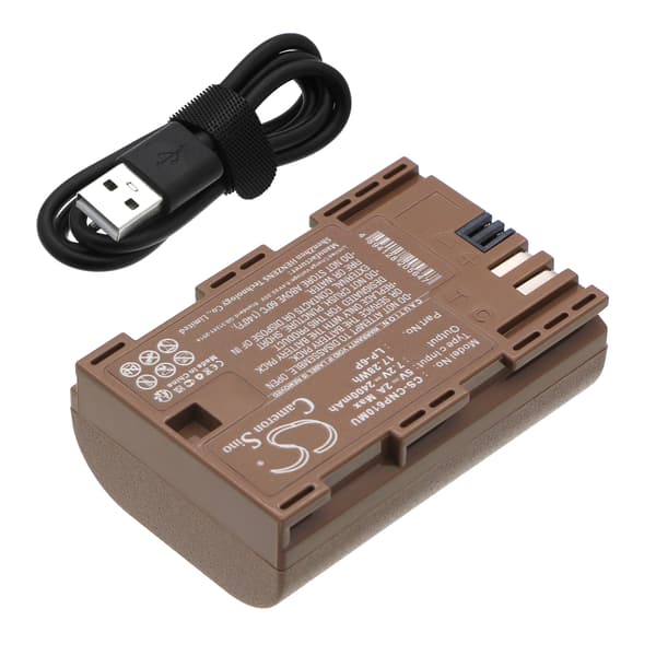 Batteri til kamera for Canon EOS 7D, EOS 6D, EOS 60D m.fl. / Kamerabatteri med USB-C