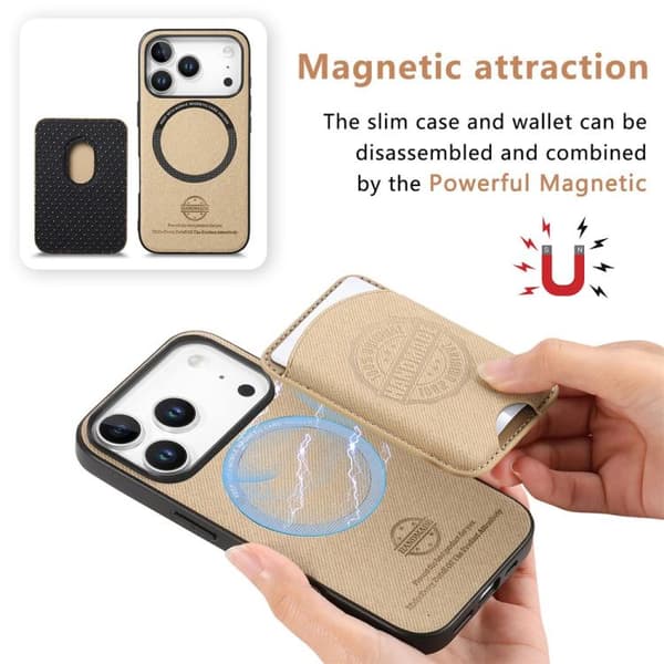 Magnetisk kunstlærveske med kortholder til iPhone 13 Pro Max - Khaki