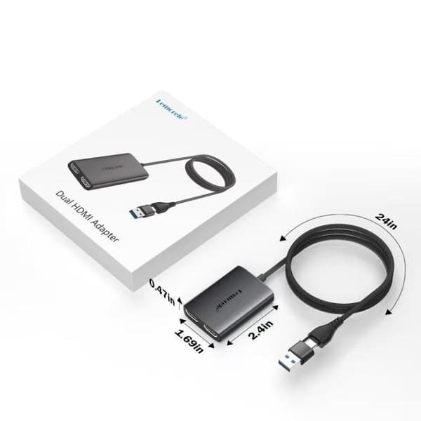 USB- og USB-C-til-HDMI-adapter HD10 / HDMI-konverter / Skjermadapter for datamaskin