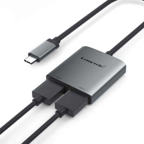 Lemorele TC21 USB-C-hub / Type-C-adapter med flere porter for dataoverføring – Grå