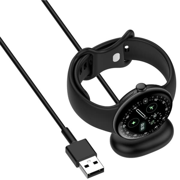 USB-ladekabel, 1 m, til Google Pixel Watch 4 – Svart / Magnetisk lader