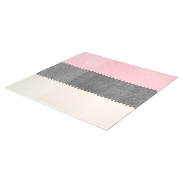 Puslespilsmåtte 12 dele 30×30 cm / blød legemåtte / børnemåtte med tekstiloverflade – Grå
