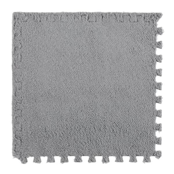 Puslespilsmåtte 12 dele 30×30 cm / blød legemåtte / børnemåtte med tekstiloverflade – Grå