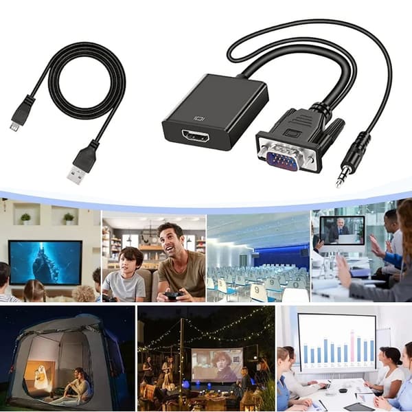VGA til HD Multimedia Interface Konverter Professionel 1080P VGA Adapterkabel til PC Bærbar TV