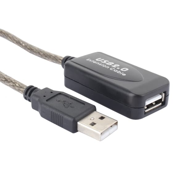 10M USB 2.0 A-uros–A-naaras-jatkojohto, musta