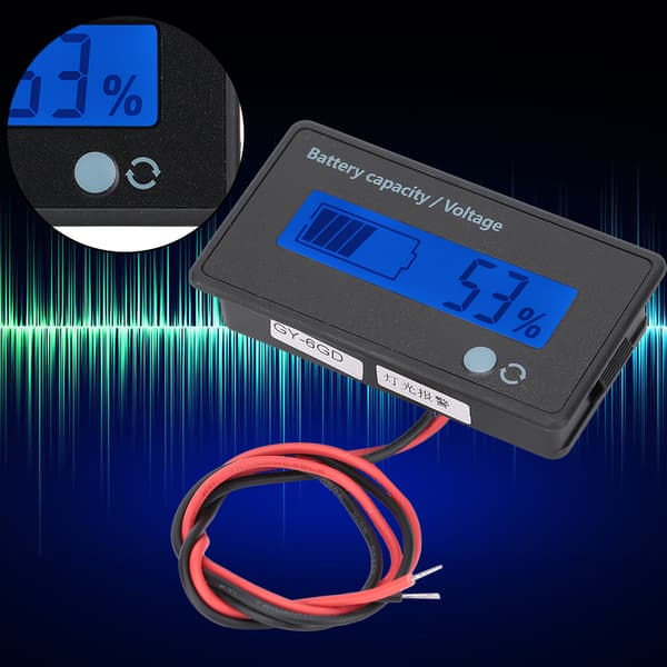 GY-6GD PCB HTN Batterikapacitetsmonitorindikator LCD-display med blinkende alarm 12-84V Blå