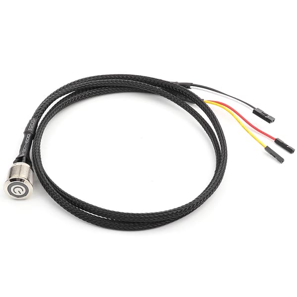 Desktop Computer Vært Switch Kabel Metal Knap Metal LED Strømknap Rød