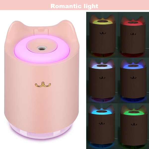 320ML USB-laddande skrivbordsmini-luftfuktare för sovrum, hem och kontor, rosa