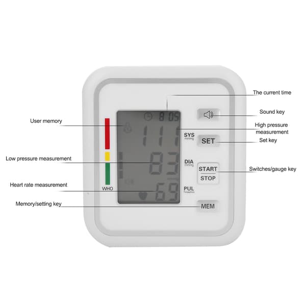 Armblodtrycksmätare LCD Digital Display Röstsändning Blodtrycksmätare Armband 22-32cm