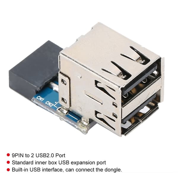 9PIN til 2 porte USB2.0 udvidet udvidelsesportadapter computertilbehør