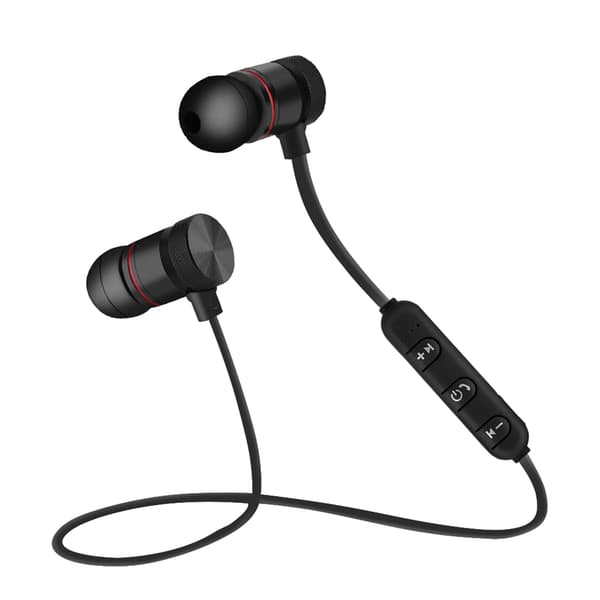 Magnet Trådlöst Bluetooth Sport Hörlurar Headset för iPhone Android Svart