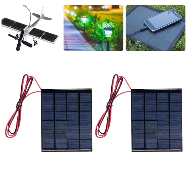 2 kpl mini-aurinkoepoksipaneeli 6V 2W DC 100 cm johdolla, tee-se-itse-elektroniikkatarvikesarja