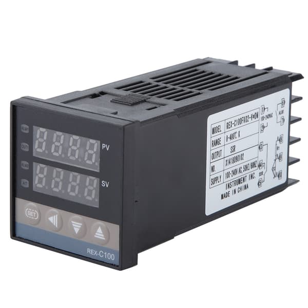 Digital PID temperaturregulator kit 110-240V 0-400°C, 40A solid state relä, 1M K-typ termoelementprob