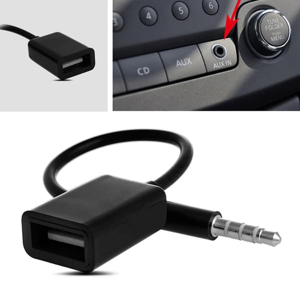 3,5 mm lydstik til USB 2.0 han til hun konverterkabel til bil MP3