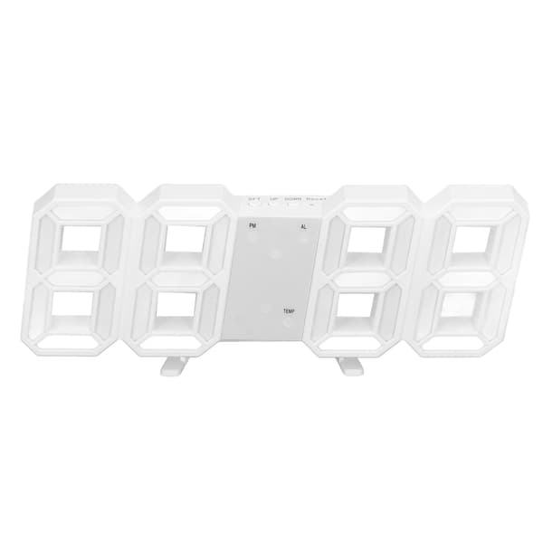 3D Digital LED Väggklocka Vit Ram Alarm Timer Temperaturdisplay för Vardagsrum Sovrum Heminredning
