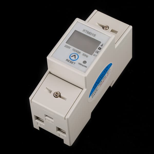 220V 10(40)A Digital enfas 2-tråds 2P DIN-skena KWh effektmätare