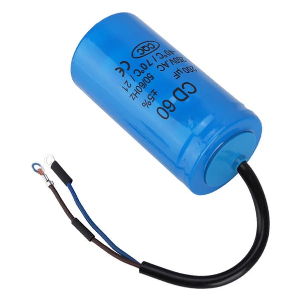 200uF 250V AC CD60 Startkondensator m/ ledninger, 50/60Hz Motorstart Luftkompressor