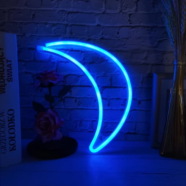 Månformad LED Neonskylt Dekorativ Neon Vägglampa för Sovsal Sovrum Fest