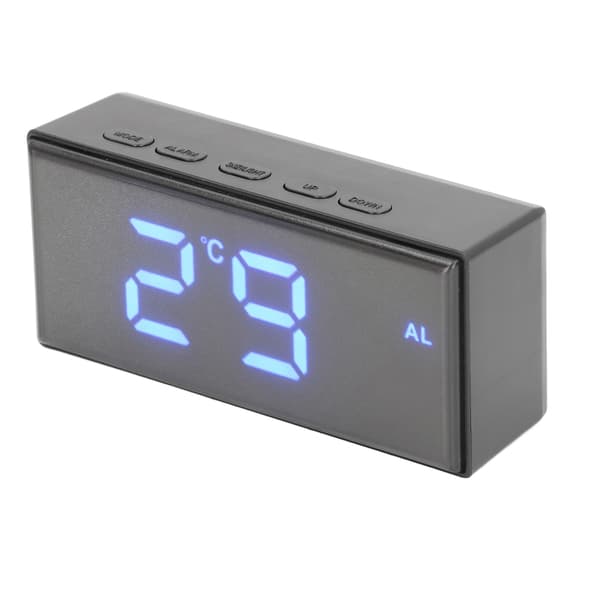 LED Spegel Digital Väckarklocka, Energisnål Bakgrundsbelyst Display, Elektronisk Klocka för Sovsal Sovrum Hem, Blå