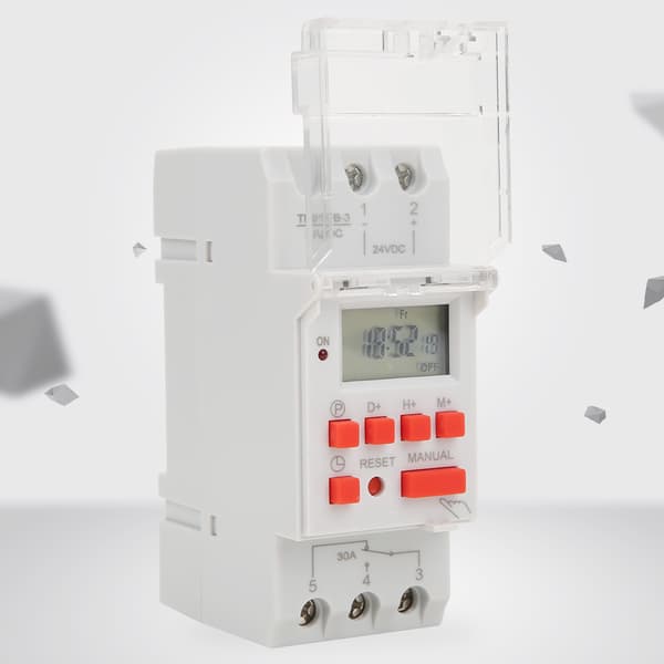 DC 24V 30A Ugentlig 12/24 timer Timerkontakt LCD Tænd/Sluk Kontrol Programmerbart Tidsrelæ