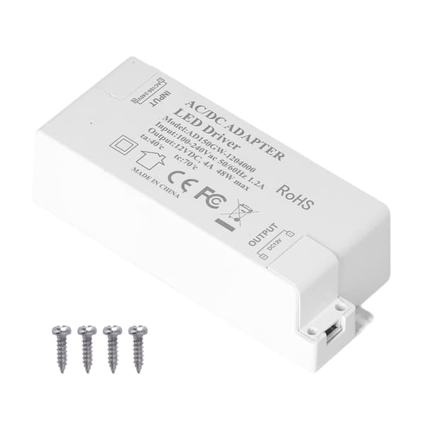 LED-strømforsyning DC12V 4A 48W LED-driver, AC100-240V til DC12V-transformer til indendørs stripelys
