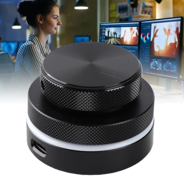 RGB drejeknap volumenkontrol med 2.4G Bluetooth USB-C kablet, sort, til Windows PC