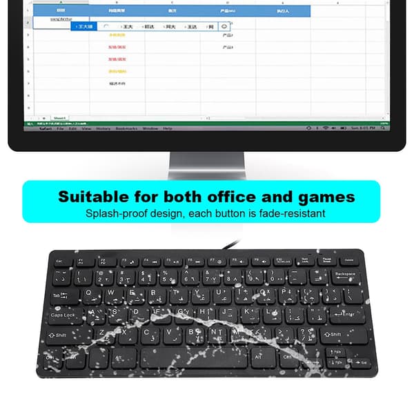 Kablet Mini Bærbar Arabisk Tastatur USB-interface til Stationær Computer Ultratynd 78 Taster
