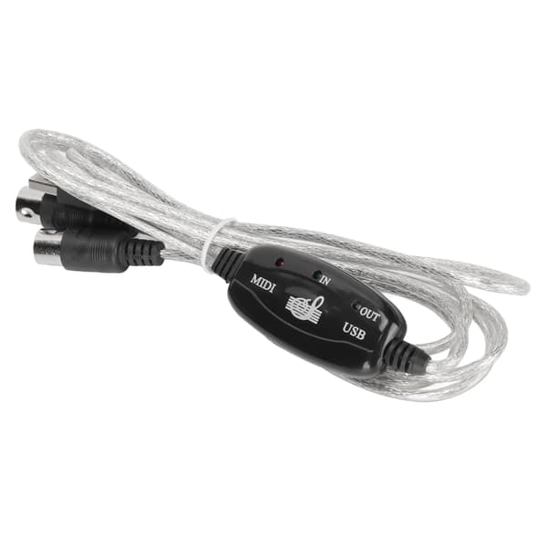 MIDI til USB-kabel ca. 2,2 yards langt 16 kanaler USB PC-interface LED strøm indgang udgangsindikator USB MIDI-kabel