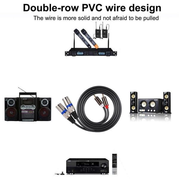 1,5M RCA han til XLR han lydadapterkabel patchkabel dobbelt række PVC-ledning