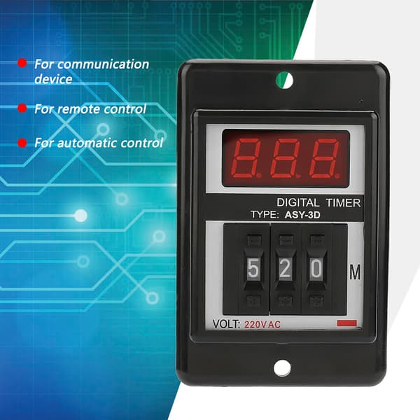 AC 220V Fördröjningsrelä Digital Display 0-199 Min 8 Pin ASY-3D
