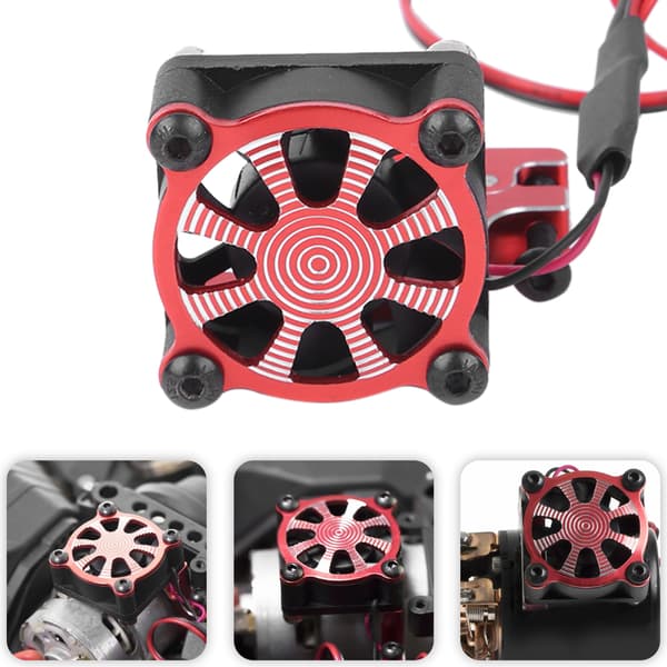 RC Modelbil Motor Køleventilator Køleplade med Termisk Sensor til 540 550 3650 3660Rød