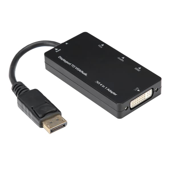 4-in-1-sovitinkaapeli Displayport–HDMI/VGA/DVI/äänimuunnin monitoiminen