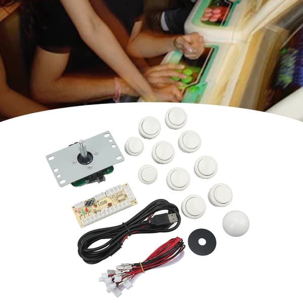 DIY USB Controller Computer Rocker Oval Ball Joysticks med kontrolchip til arkadespil Hvid