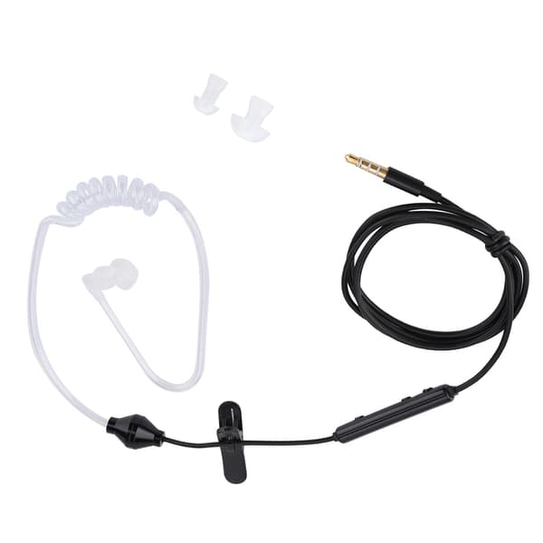 In-ear-headset med luftrörssäkerhetsöronsnäcka med mikrofon för iOS för Android Svart kabel Vitt rör