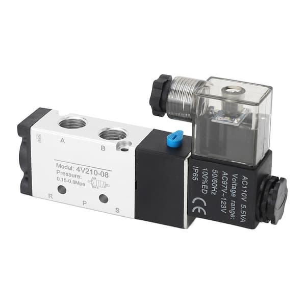 4V210-08 Elektrisk magnetventil 2 positioner 5-vägs cylinderkontroll backventil Pneumatisk luftventil AC110V