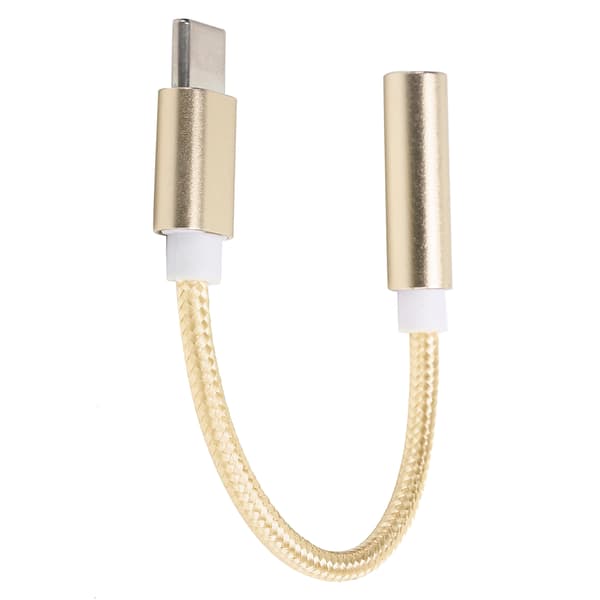 Type C til 3,5 mm Aux lydadapter flettet lydheadsetadapter til Letv / XiaomiGul