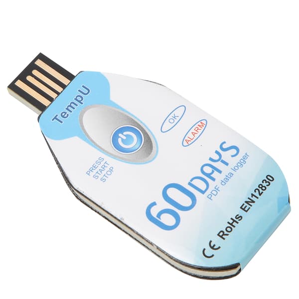 Temperaturdatalogger Engangsbrug PDF-rapport USB-port 10000 punkter