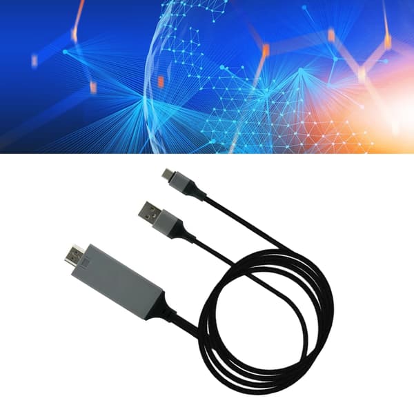 Adapterkabel Typ C till High Definition Multimedia Interface Kabeladapter PVC Koppar för Telefon Bärbar Dator Svart