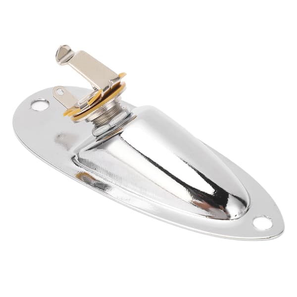 Guitar Input Jack Boat Style 6.35mm Metal Elektrisk Guitar Input Output Socket med 2 Strengfikseringer GT50 Sølv