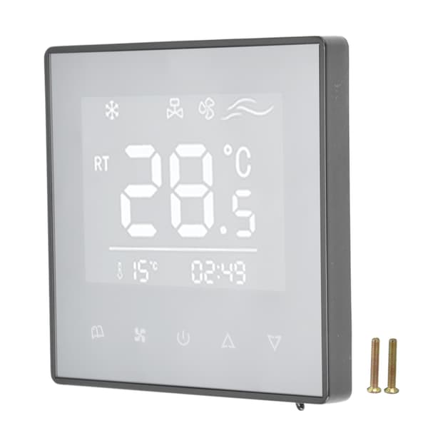 Digital Termostat LCD-skærm Touchscreen Smart Aircondition Temperaturregulator til Hjem Hotel AC220V Sort