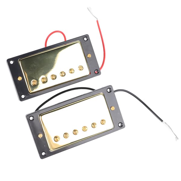 Elgitarr Pickup Metall Dubbelspole för LP Svart Ram Pickup Gitarrdelar Ersättning Guld